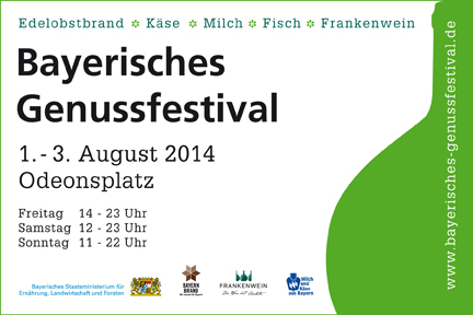 Das Bayerische Genussfestival findet vom 01. bis 03. August 2014 auf dem Odeonsplatz in München statt